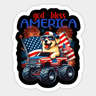 Dog riding monster truck for 4th of july Sticker